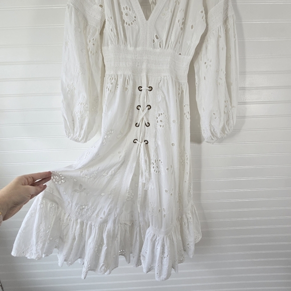 Misa Los Angeles Althea 100% White Cotton Coverup Dress XS - Picture 7 of 13